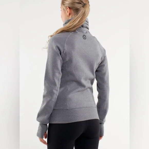 Lululemon Cuddle Up Jacket Heathered Blurred Grey Sparkle - Full Zip High Collar - Picture 16 of 16